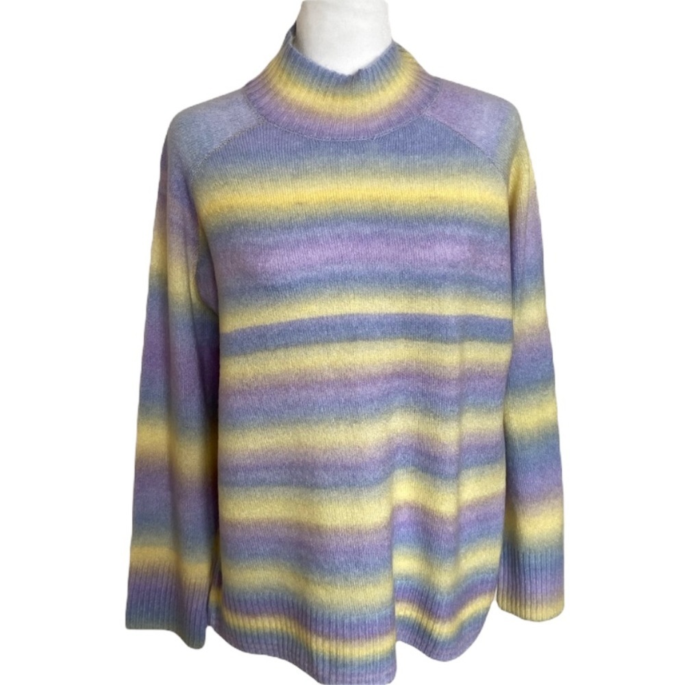 WorkShop Republic Rainbow Stripe Mock Neck Sweater
